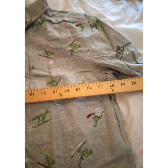 New Cat & Jack Boys size XL (16) Husky Dinosaur Print Button-Down Shirt - Picture 3 of 8